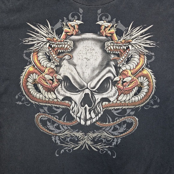 Vintage Tattoo Skull Dragon Tshirt XXL Y2K MMA Biker Mallgoth Cyber Affliction - Picture 2 of 8
